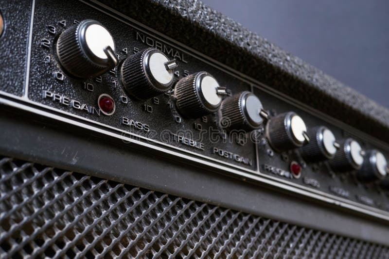 Knobs on a guitar amp stock image. Image of speaker, treble 38450465