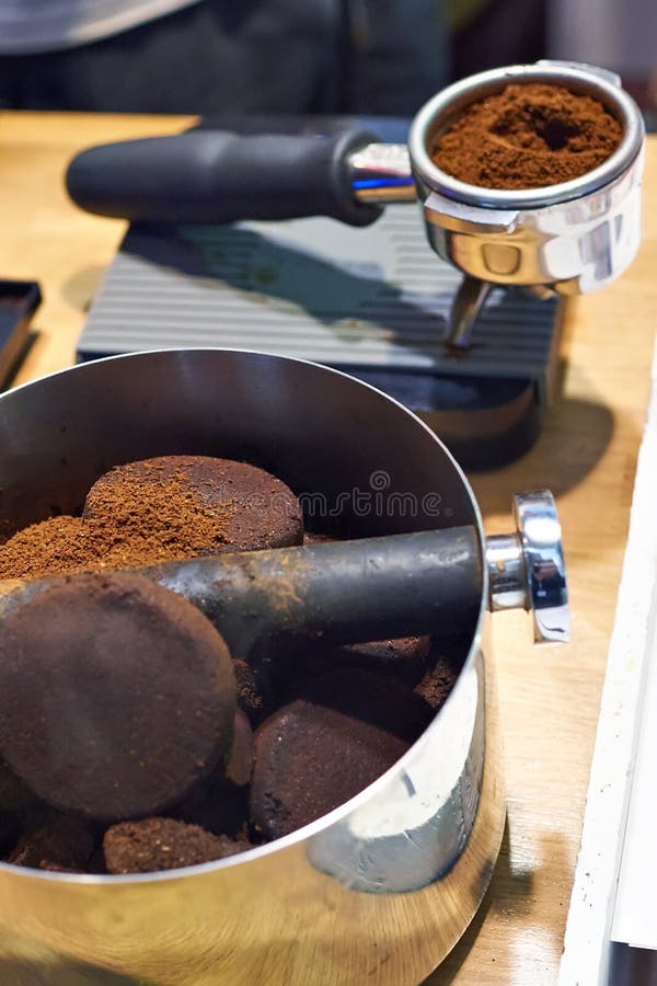 Knock Box and Holder Barista on Table Stock Photo Image of
