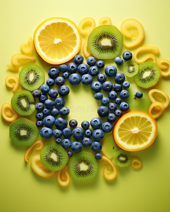 Fructe înnodate pe suprafață colorată vector illustration