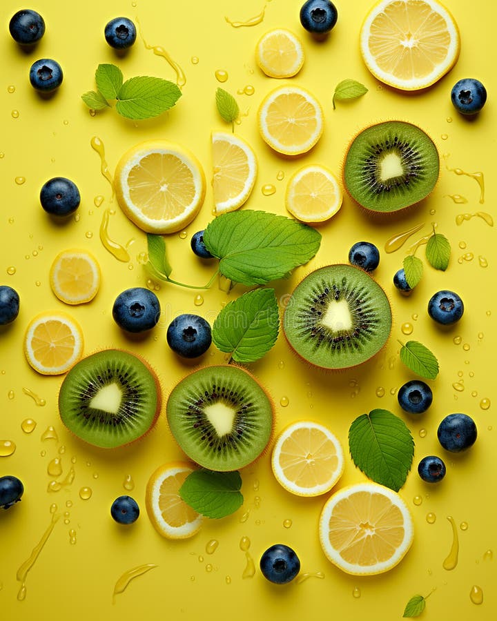 Fructe înnodate pe suprafață colorată vector illustration