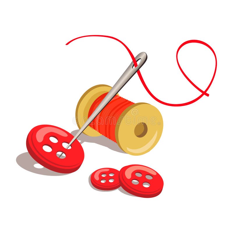 Knoop, draad met een naald stock illustratie Knoop, draad met een naald stock illustratie