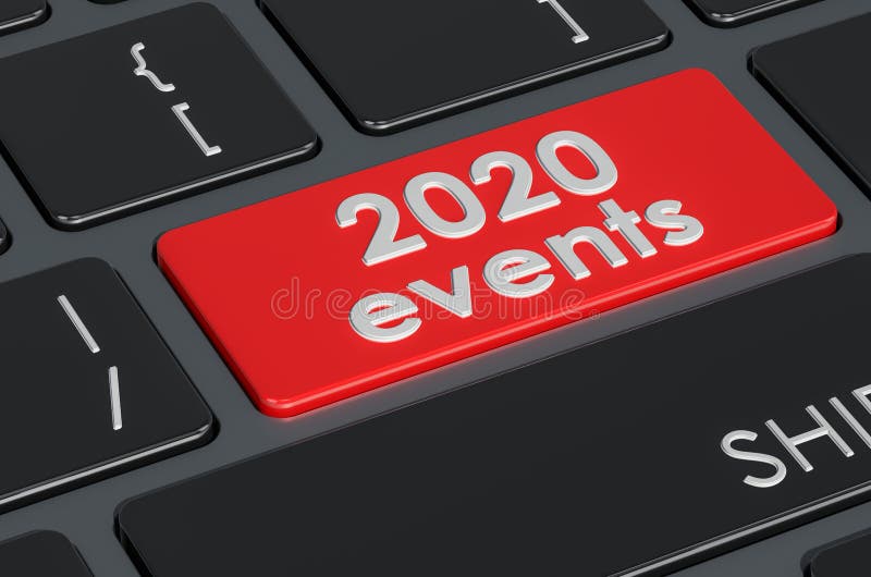 Knop 2020 gebeurtenissen op toetsenbord, 3D rendering
