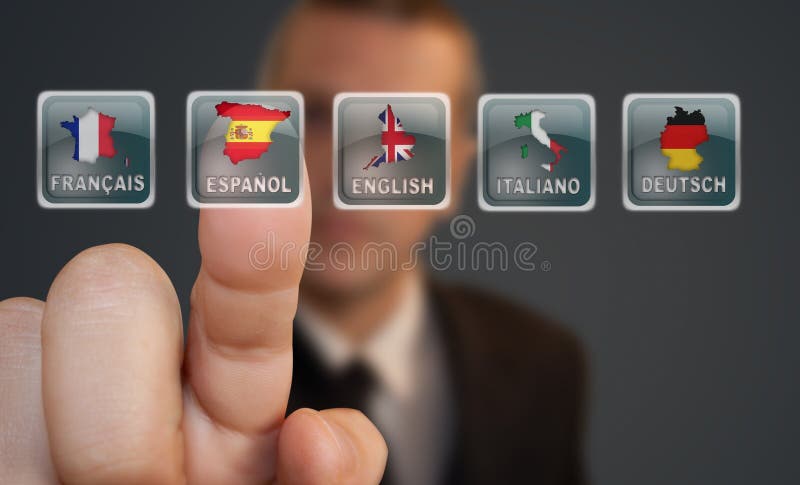 Knopfsprachauswahl lizenzfreie stockfotografie Knopfsprachauswahl lizenzfreie stockfotografie
