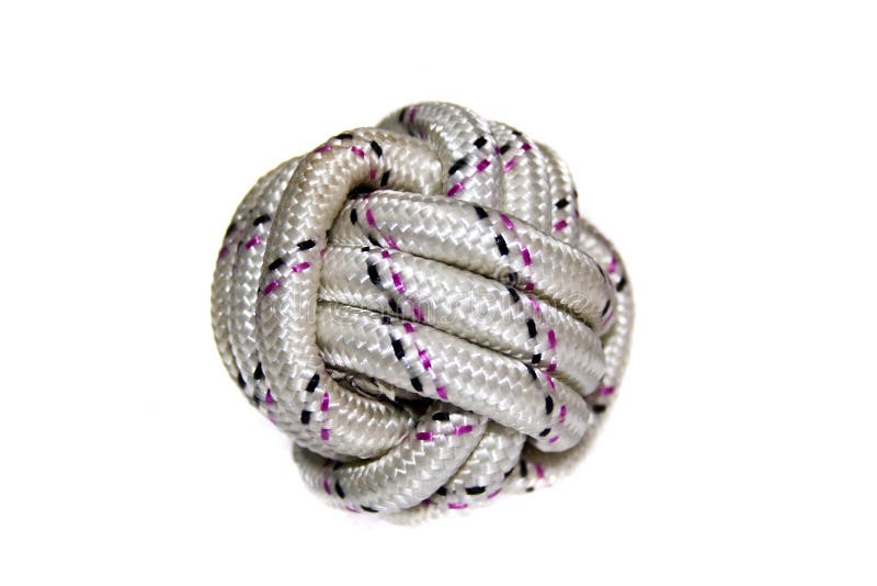 Knot on rope isolated on white background stock photo
