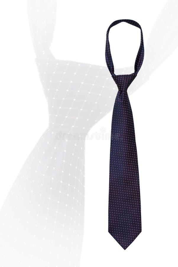 Knotted mans necktie on white