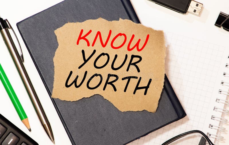 Know Your Worth appearing behind ripped brown paper stock images