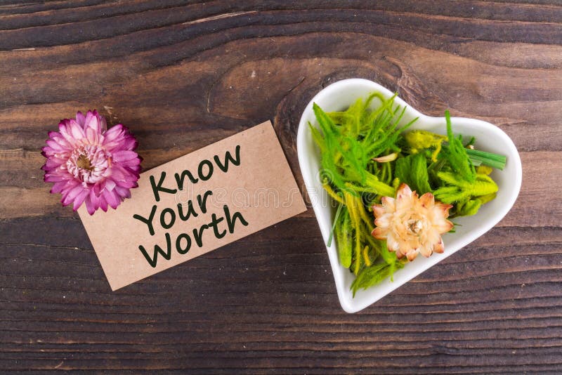 Know your worth text on card royalty free stock photos