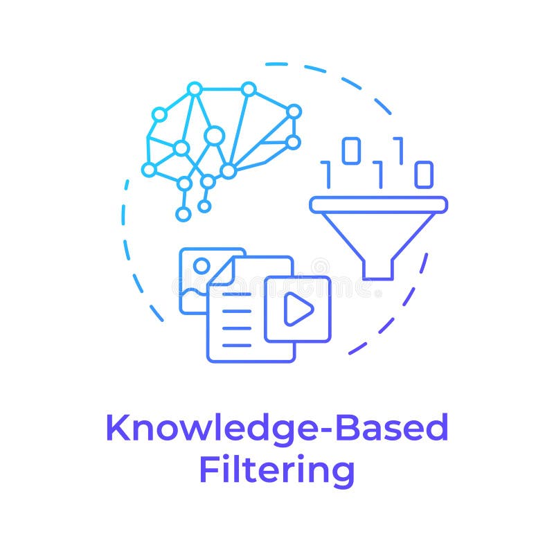 Knowledge-based filtering blue gradient concept icon royalty free illustration