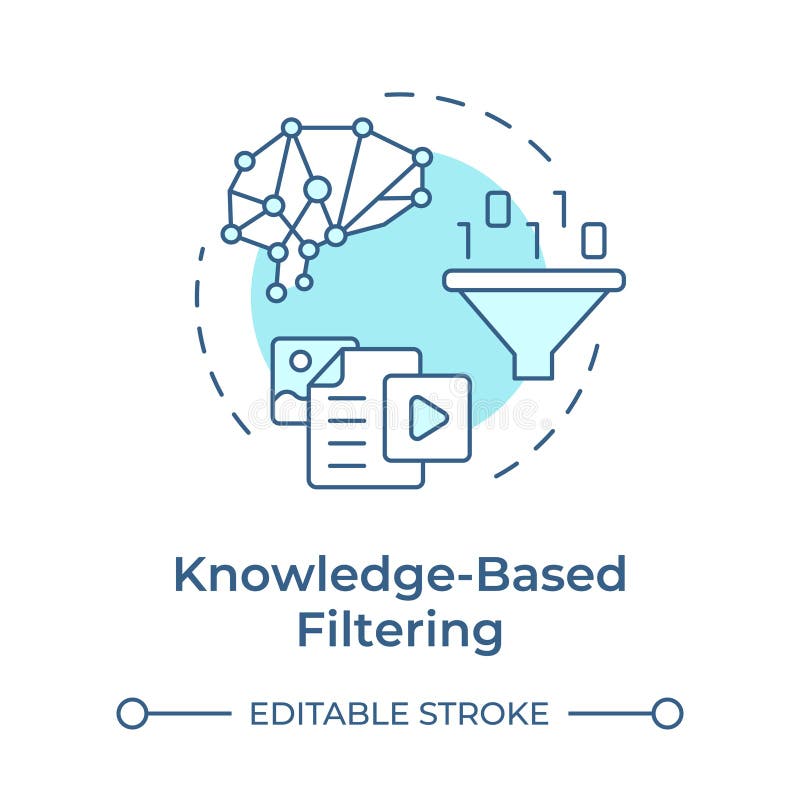Knowledge-based filtering soft blue concept icon stock illustration