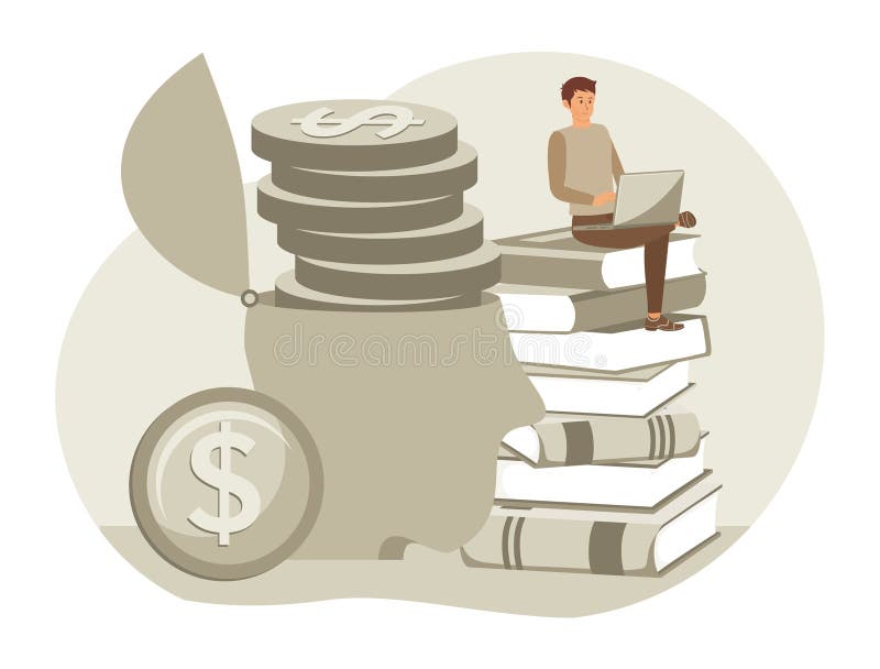 Knowledge and education concept. Creative Depicting Knowledge Leading to Financial Success and Productivity. royalty free illustration