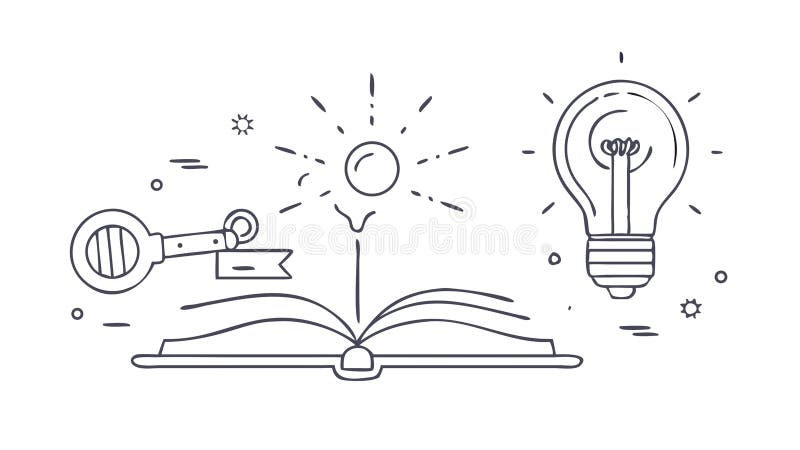 Knowledge Inspired Ideas: Learning and Creativity. vector design Generative AI royalty free illustration