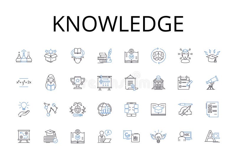 Knowledge line icons collection. Wisdom, Expertise, Awareness, Perception, Insight, Comprehension, Acumen vector and