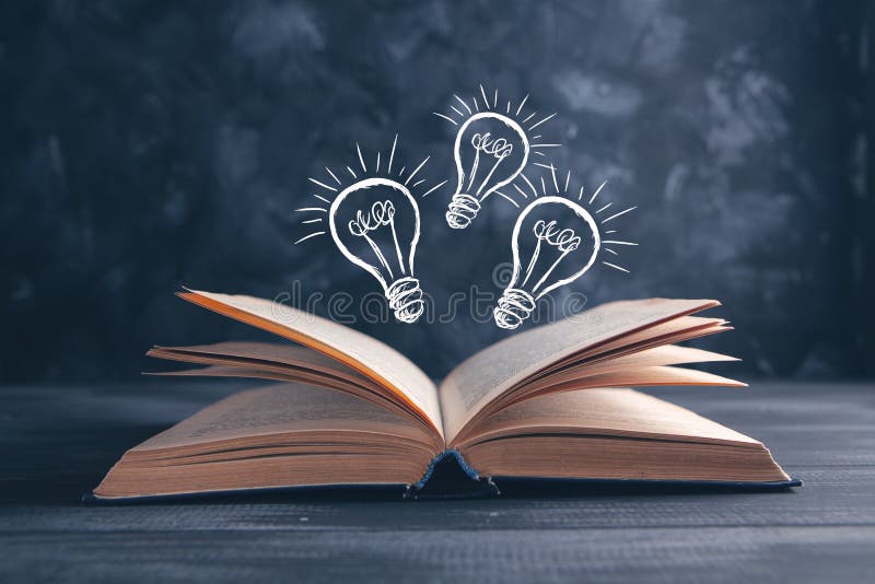Knowledge and Wisdom, Light Bulb on the Book Stock Image Image of