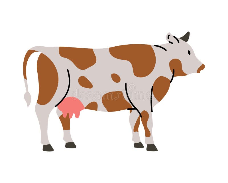 Ko-dragen silhuett. tjur-symbol. Nötsilhuett. husdjur isolerat på vit bakgrund. royaltyfri illustrationer