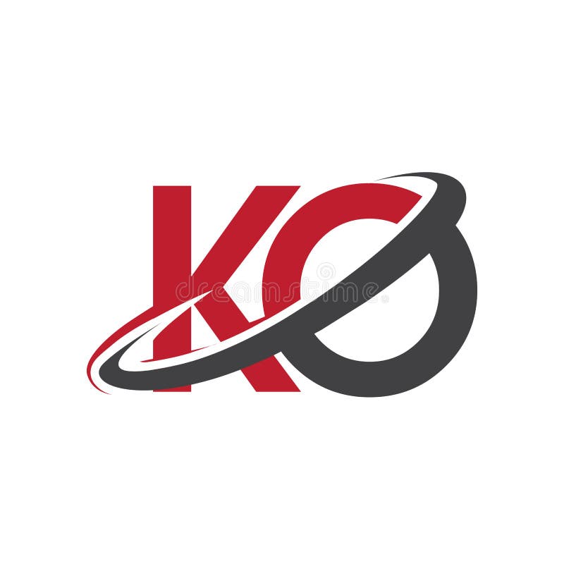 KO Initial Logo Company Name Colored Red and Black Swoosh Design ...