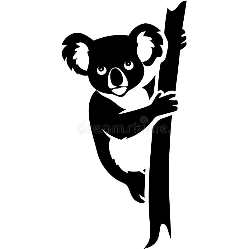 Koala Bear Silhouette klättrar upp i en trädvektor för konst- och designprojekt vektor illustrationer