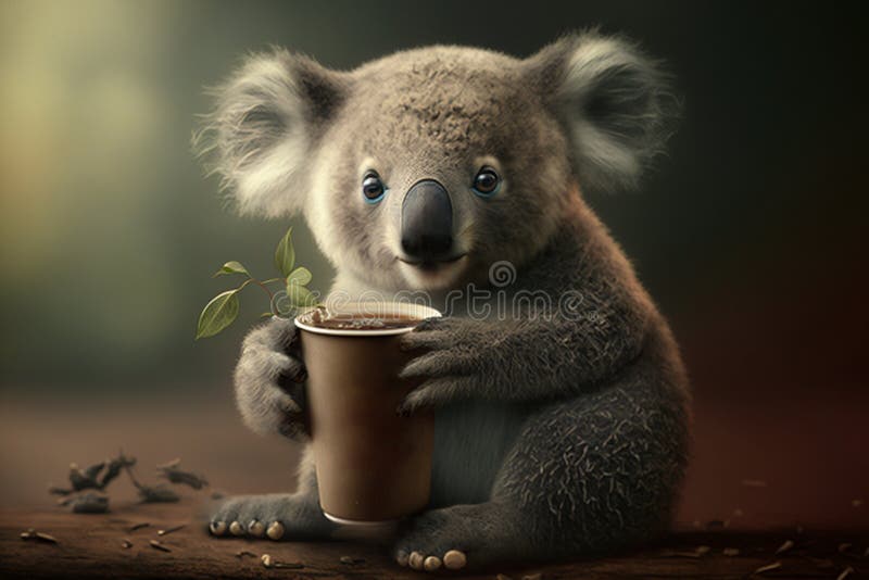 Koala Drinking a Cup of Coffee in the Morning AI Generated Content