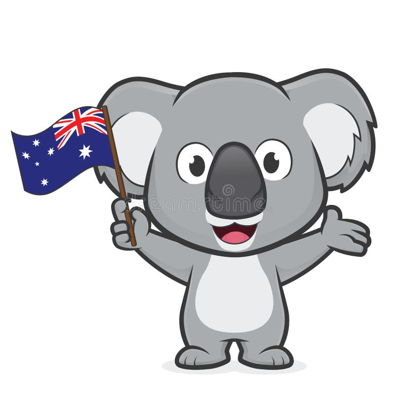 Koala Holding Australian Flag Stock Vector - Illustration of background,  celebration: 99026452