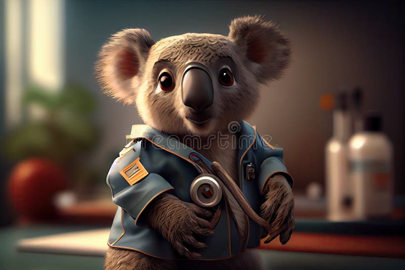 Dessin Animé Mignon Koala Portant Une écharpe