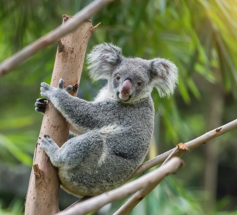 Koala on tree sunlight