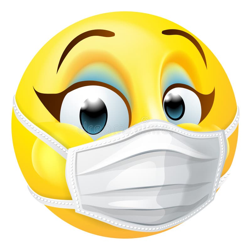 Kobieta emoticon emoji ppe maska medyczna ikona twarzy ilustracja wektor
