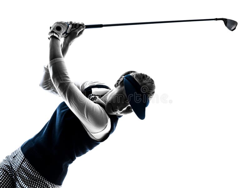 Kobieta golfista grać w golfa sylwetkę obrazy stock Kobieta golfista grać w golfa sylwetkę obrazy stock
