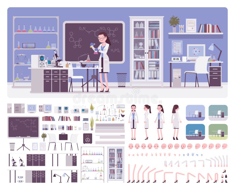 Kobieta naukowiec w laboratorium ilustracji