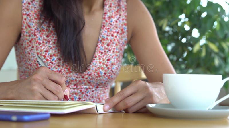 Kobieta pisze w dzienniczku