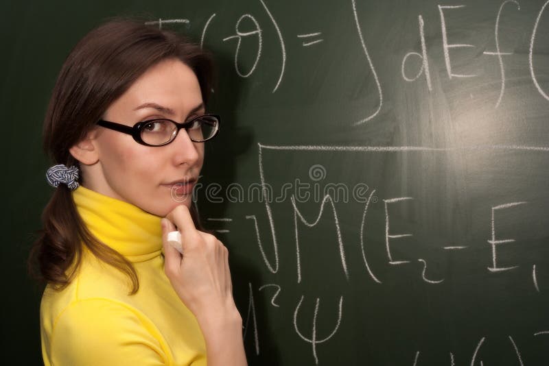 Kobieta profesora studencka kredowa deska