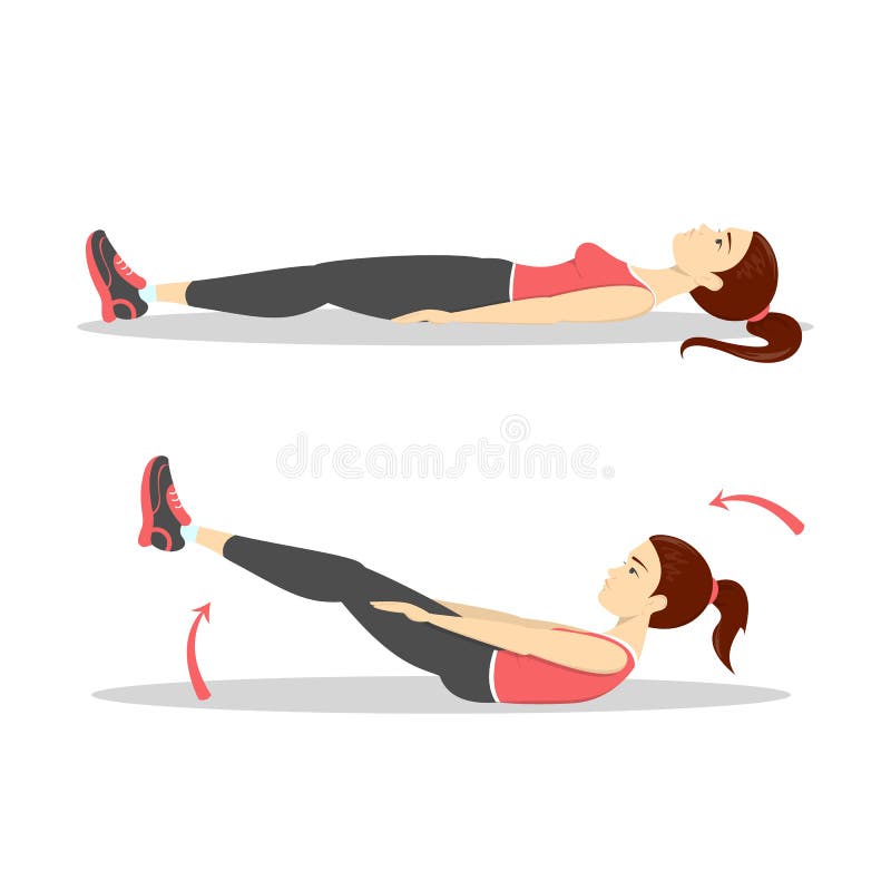 Kobieta robi chrupnięciom w gym Brzucha oparzenie ilustracja wektor Kobieta robi chrupnięciom w gym Brzucha oparzenie ilustracja wektor