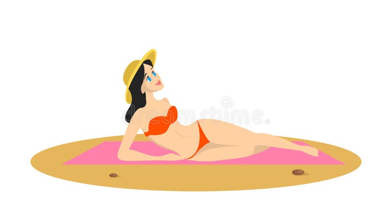 Kobieta w bikini lying on the beach na plaży ilustracji Kobieta w bikini lying on the beach na plaży ilustracji