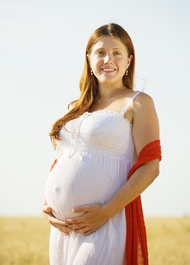 8 Brzucha Miesiąc Kobieta W Ciąży Zdjęcie Stock Obraz Złożonej Z