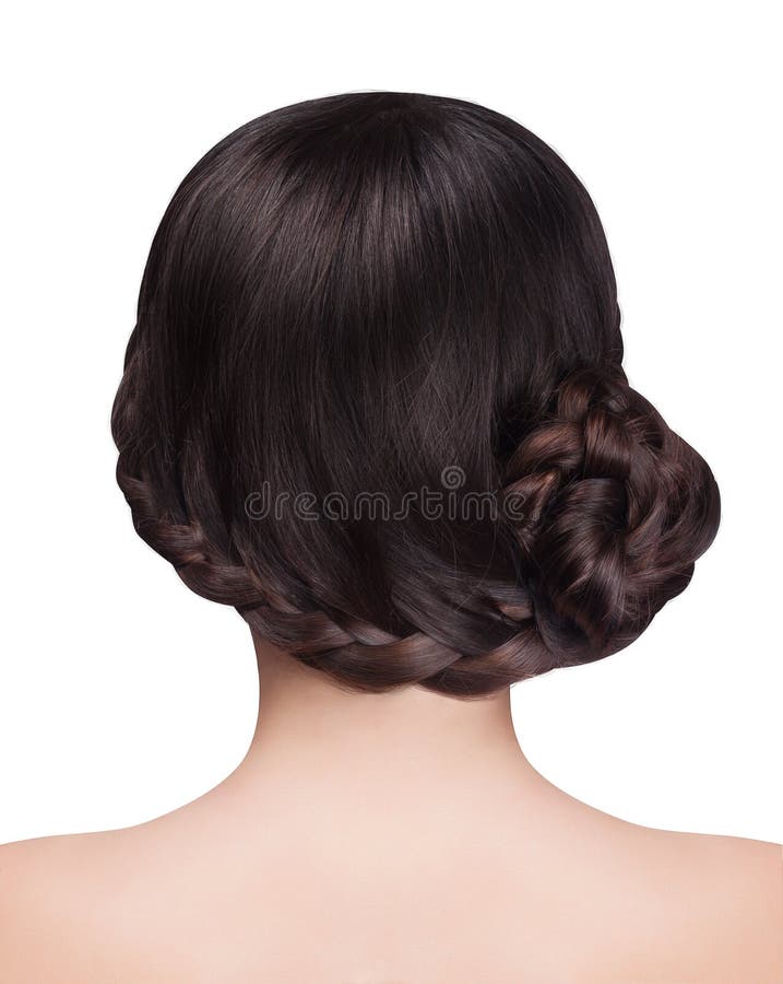 Kobieta z brunetka włosy i warkocza uczesaniem fotografia stock Kobieta z brunetka włosy i warkocza uczesaniem fotografia stock