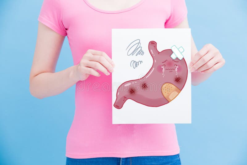 Kobieta z unhealth żołądkiem zdjęcia stock Kobieta z unhealth żołądkiem zdjęcia stock