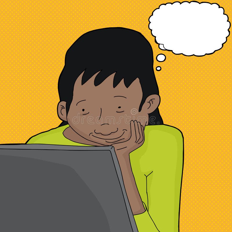 Kobiety główkowanie i Patrzeć laptop ilustracji Kobiety główkowanie i Patrzeć laptop ilustracji