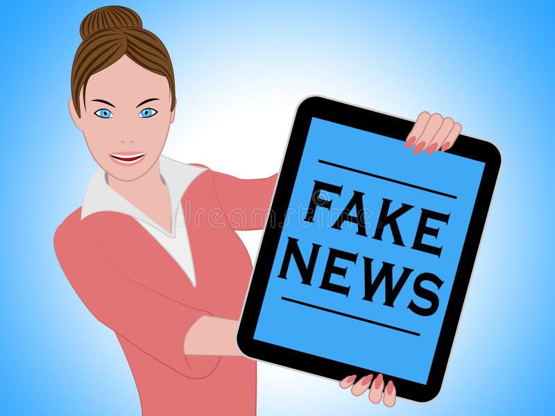 Woman With Fake News Tablet 3d Illustration. Woman With Fake News Tablet 3d Illustration
