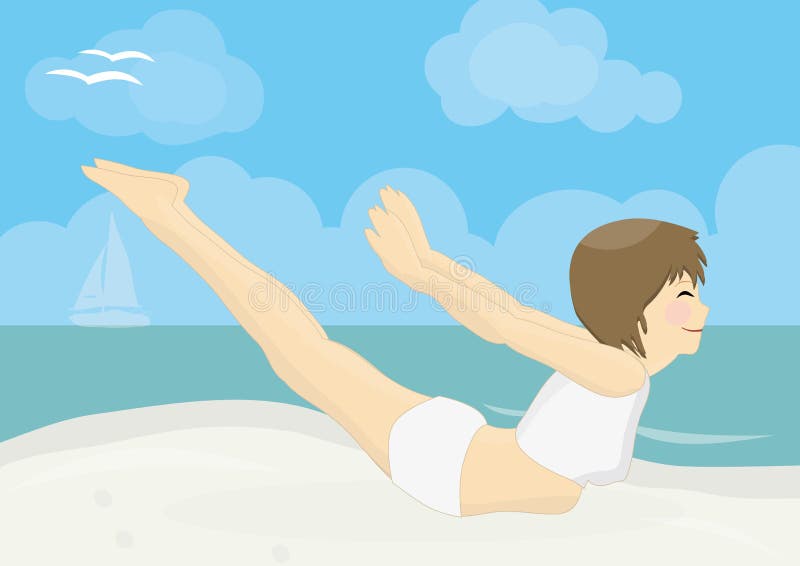 kobiety plażowy piękny ćwiczyć joga ilustracji kobiety plażowy piękny ćwiczyć joga ilustracji