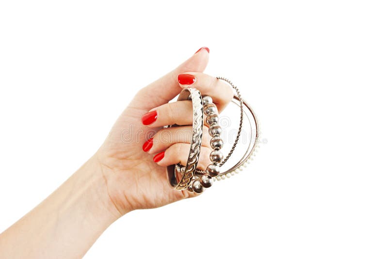 Kobiety ręka z srebnymi bangles obrazy royalty free Kobiety ręka z srebnymi bangles obrazy royalty free