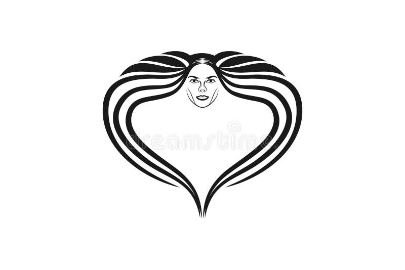 Kobiety twarz i włosy robić miłość Luksusowy logo Projektujemy inspirację, Wektorowa ilustracja ilustracji Kobiety twarz i włosy robić miłość Luksusowy logo Projektujemy inspirację, Wektorowa ilustracja ilustracji
