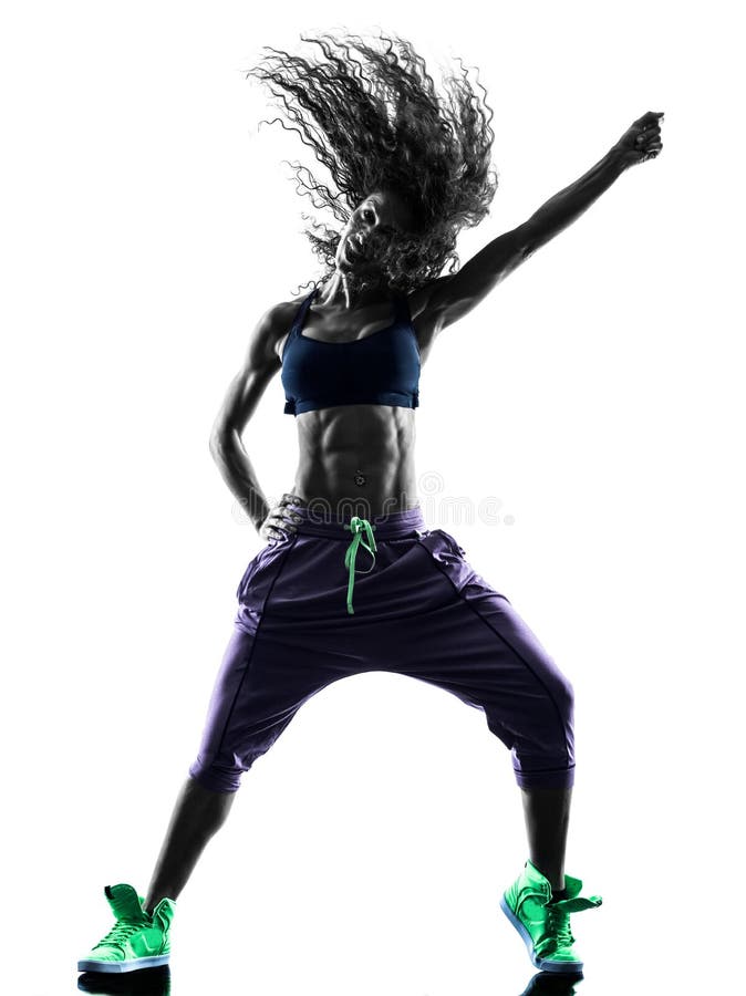 Kobiety zumba tancerza taniec ćwiczy sylwetkę obrazy stock Kobiety zumba tancerza taniec ćwiczy sylwetkę obrazy stock