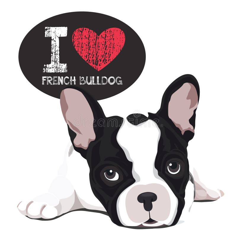 Kocham Francuskiego buldoga ilustracji Kocham Francuskiego buldoga ilustracji
