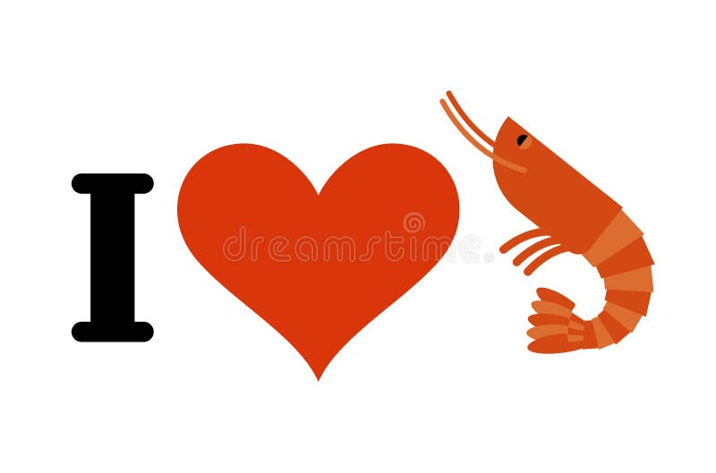 Kocham garneli Kierowy i morski hydroplankton Logo dla owoce morza kochanka ilustracja wektor Kocham garneli Kierowy i morski hydroplankton Logo dla owoce morza kochanka ilustracja wektor