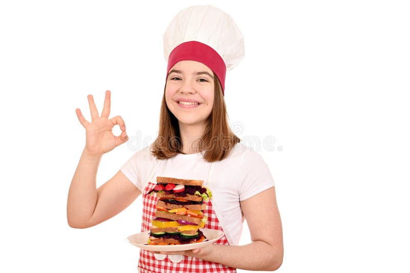 Kocka med veggie-smörgås och ok-skylt royaltyfria bilder