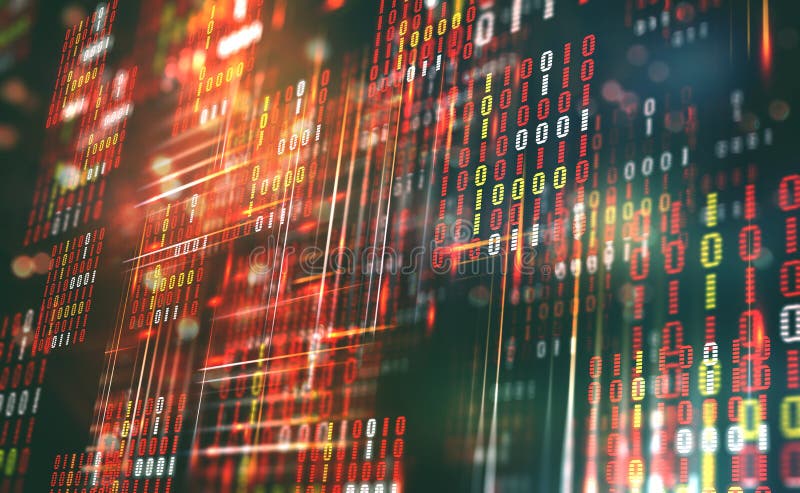 Kod binarny abstrakcyjne Ob? oczni dane Blockchain technologia royalty ilustracja