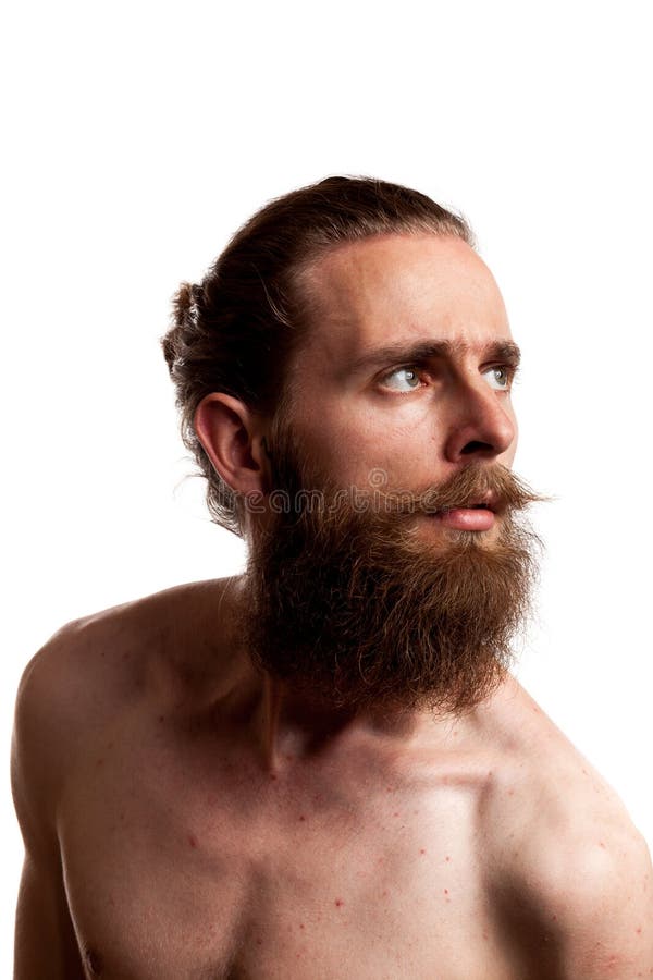 Koel hipster met lange baard die over witte achtergrond wordt geïsoleerd royalty-vrije stock afbeelding Koel hipster met lange baard die over witte achtergrond wordt geïsoleerd royalty-vrije stock afbeelding
