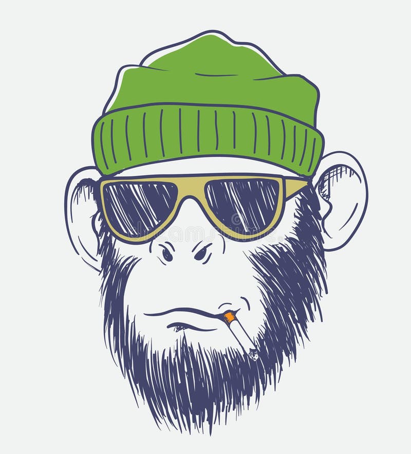 Koele aap die een sigaret roken vector illustratie Koele aap die een sigaret roken vector illustratie