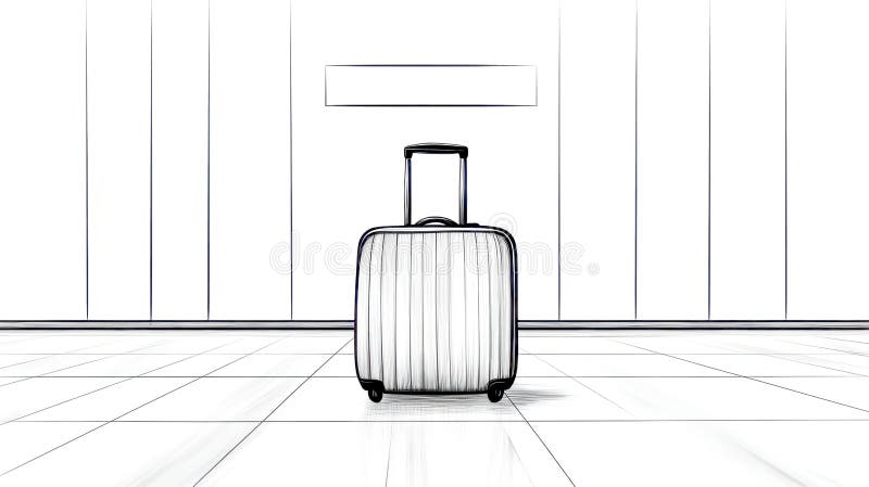 Koffer warten auf leeren Flughafen-Terminal oder Bahnhof vektor abbildung