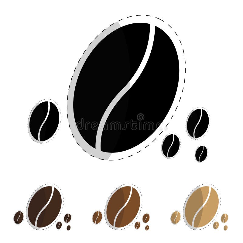 Koffie Bean Icon - de Bruine Vectorreeks van het Kleurenoverzicht stock illustratie