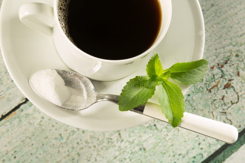 Koffie met stevia royalty-vrije stock afbeeldingen Koffie met stevia royalty-vrije stock afbeeldingen
