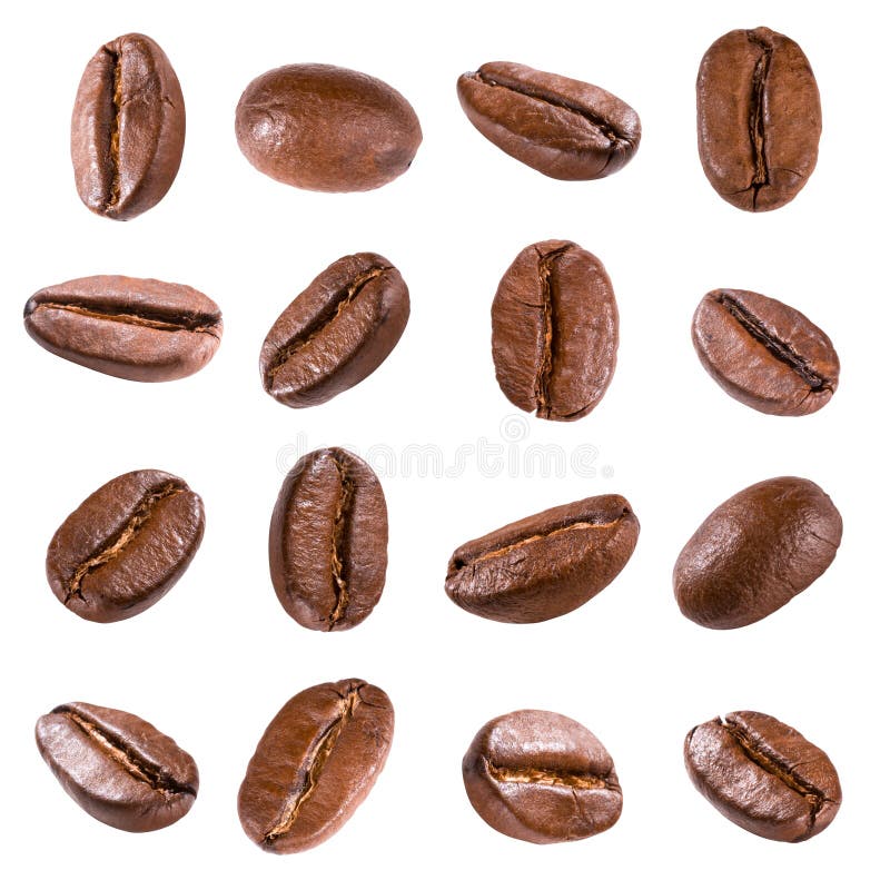 Koffiebonen geïsoleerd op wit stock fotografie